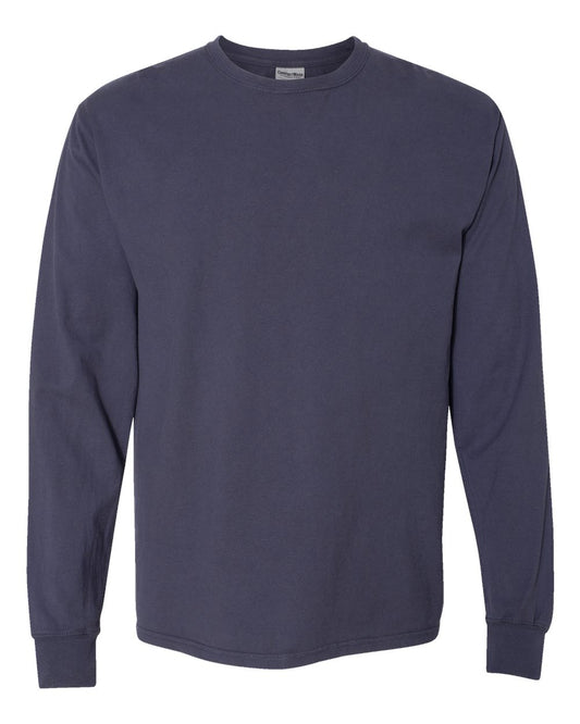 Unisex Garment-Dyed Long Sleeve T-Shirt - Front - B35300683 - Anchor Slate