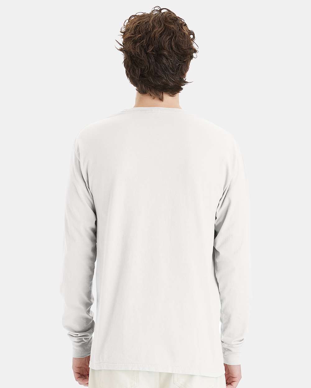 Unisex Garment-Dyed Long Sleeve T-Shirt - OnModelBack - B35300003 - White