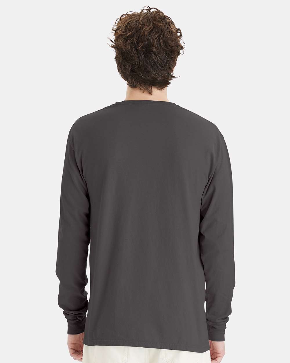 Unisex Garment-Dyed Long Sleeve T-Shirt - OnModelBack - B35300093 - New Railroad Grey