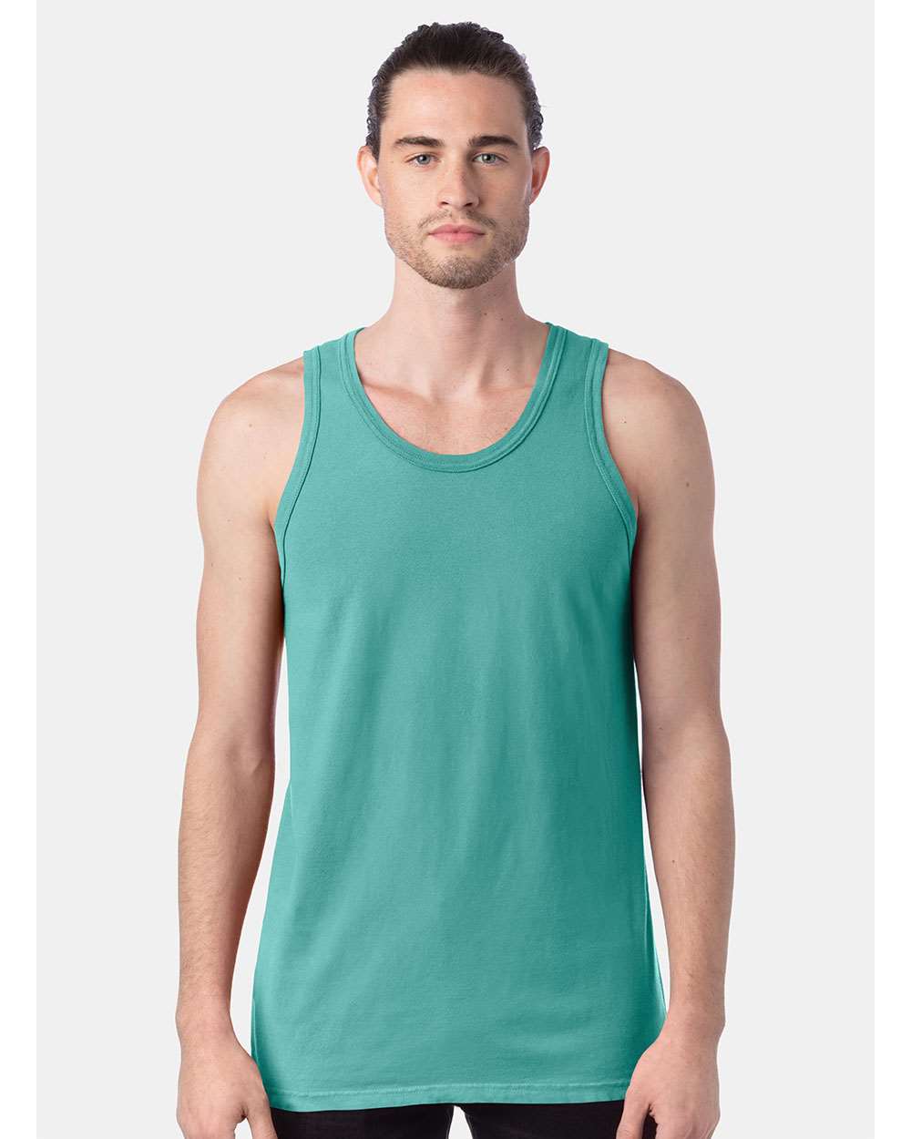 Unisex Garment-Dyed Unisex Tank Top - OnModelFront - B35600295 - Spanish Moss
