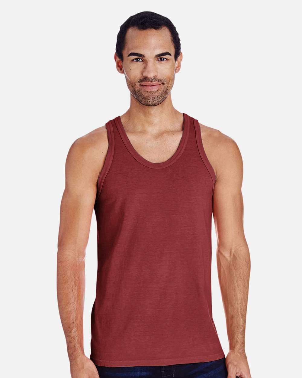 Unisex Garment-Dyed Unisex Tank Top - OnModelFront - B35600323 - Cayenne