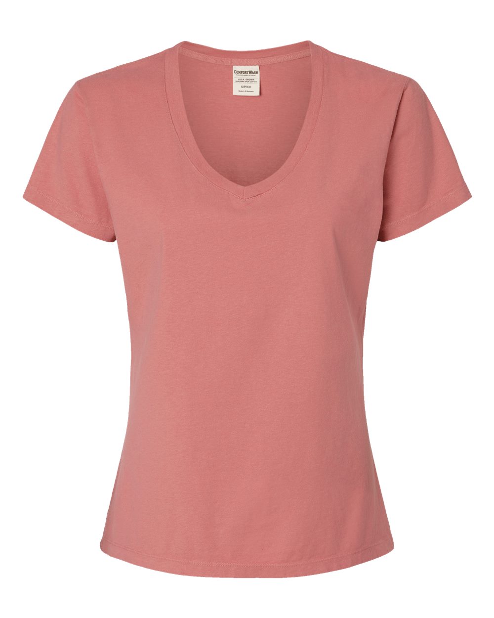 Women's Garment-Dyed V-Neck T-Shirt - Front - B37000283 - Mauve