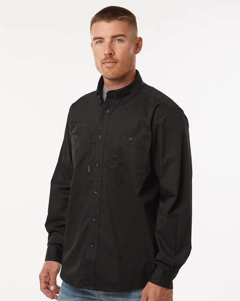 Men's Craftsman Woven Shirt - OnModelSide - B03267503 - Black