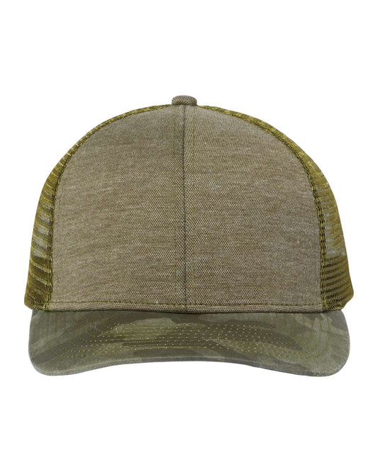 Pique Trucker Cap - Front - B90895540 - Olive/ Camo