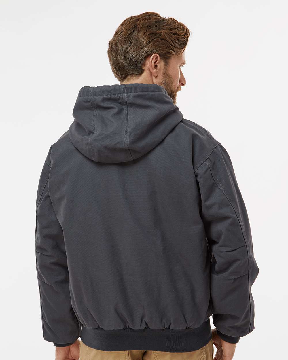 Men's Tall Cheyenne Boulder Cloth™ Hooded Jacket with Tricot Quilt Lining - OnModelBack - B65067095 - Charcoal
