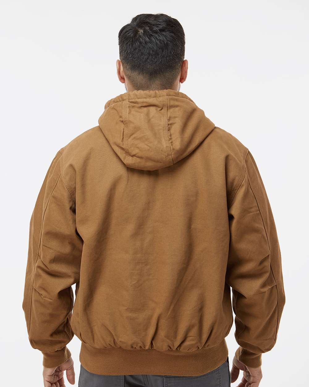 Men's Tall Cheyenne Boulder Cloth™ Hooded Jacket with Tricot Quilt Lining - OnModelBack - B65067285 - Saddle