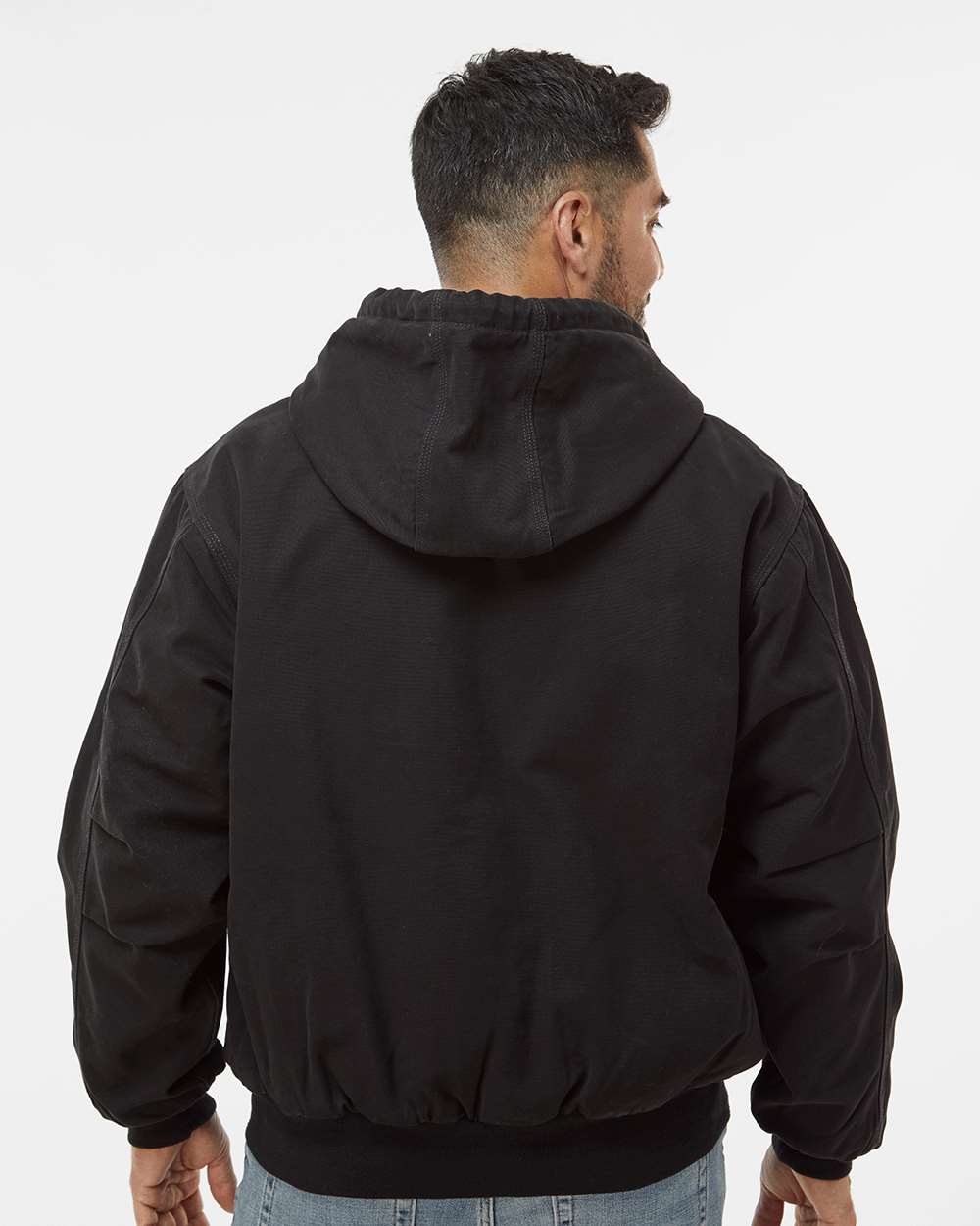 Men's Tall Cheyenne Boulder Cloth™ Hooded Jacket with Tricot Quilt Lining - OnModelBack - B65067505 - Black
