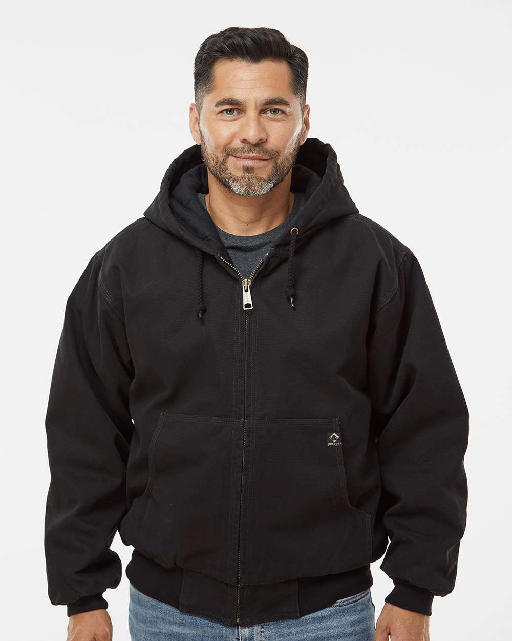 Men's Tall Cheyenne Boulder Cloth™ Hooded Jacket with Tricot Quilt Lining - OnModelFront - B65067505 - Black