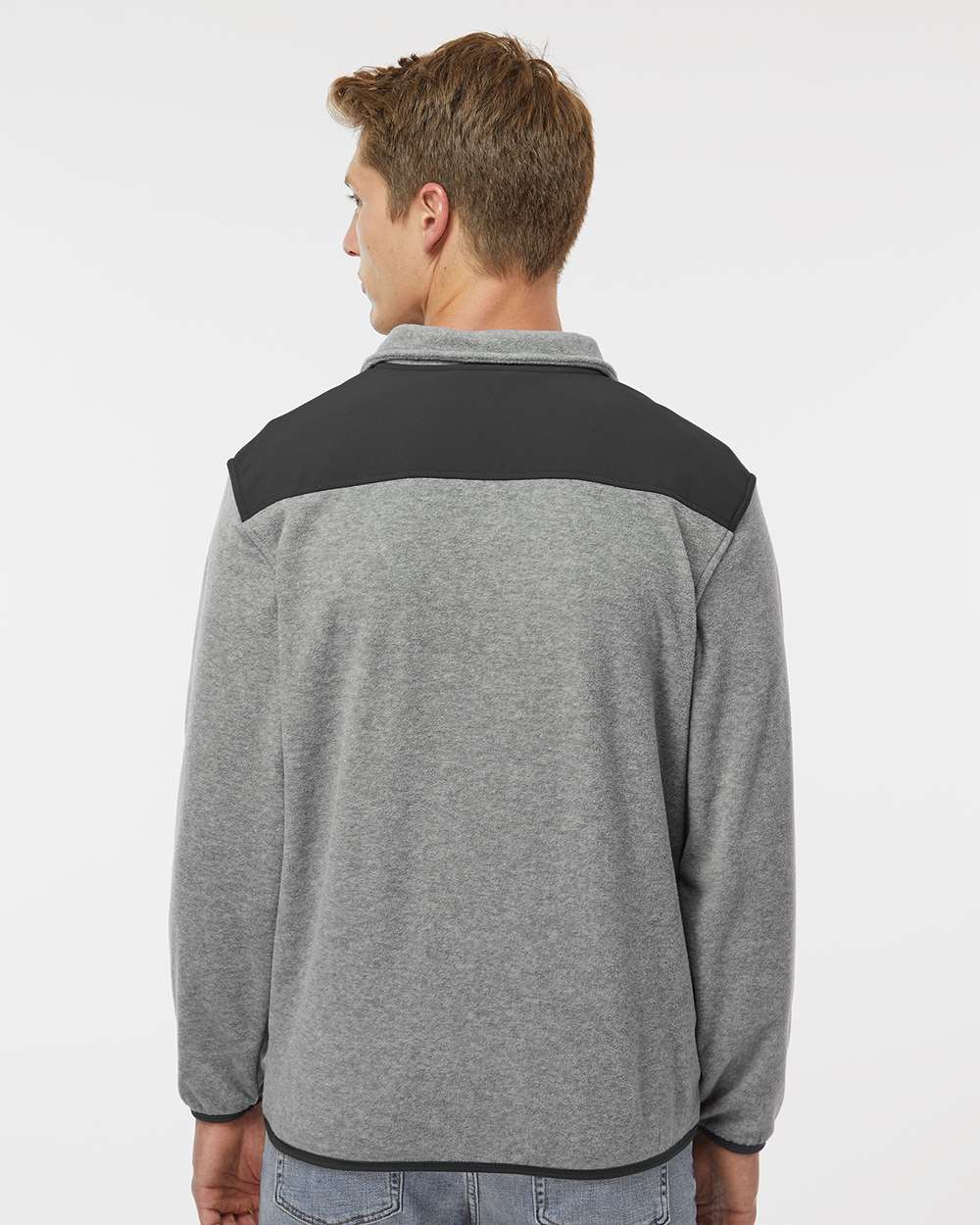 Men's Ranger Melange Fleece Pullover - OnModelBack - B05267353 - Platinum