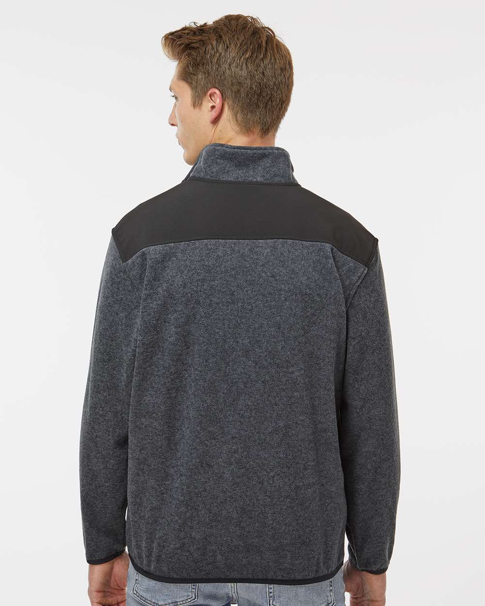 Men's Ranger Melange Fleece Pullover - OnModelBack - B05267583 - Charcoal