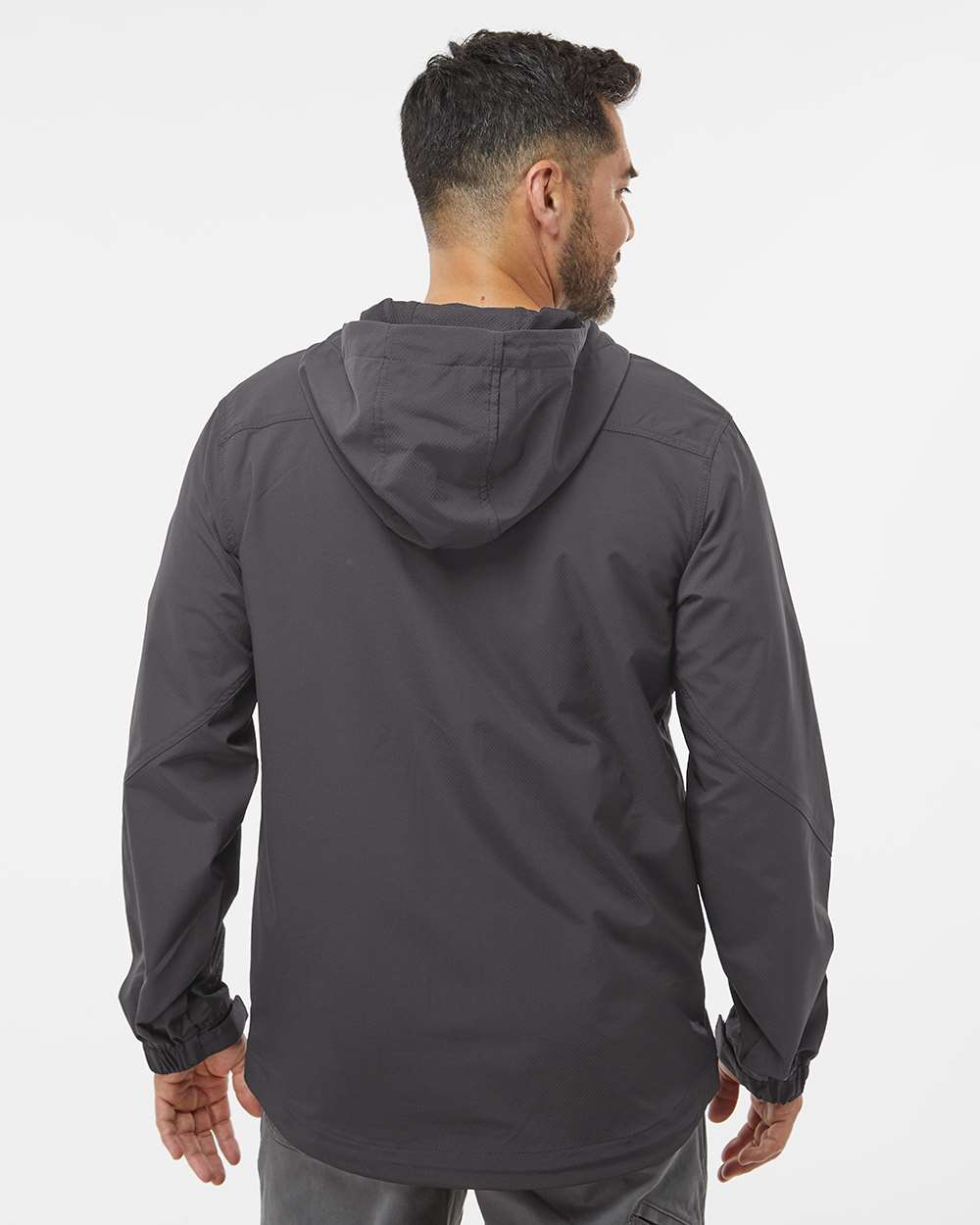 Men's Apex Soft Shell Hooded Jacket - OnModelBack - B40567093 - Charcoal