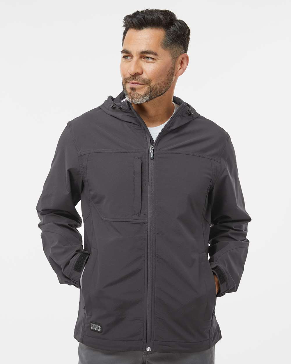 Men's Apex Soft Shell Hooded Jacket - OnModelFront - B40567093 - Charcoal