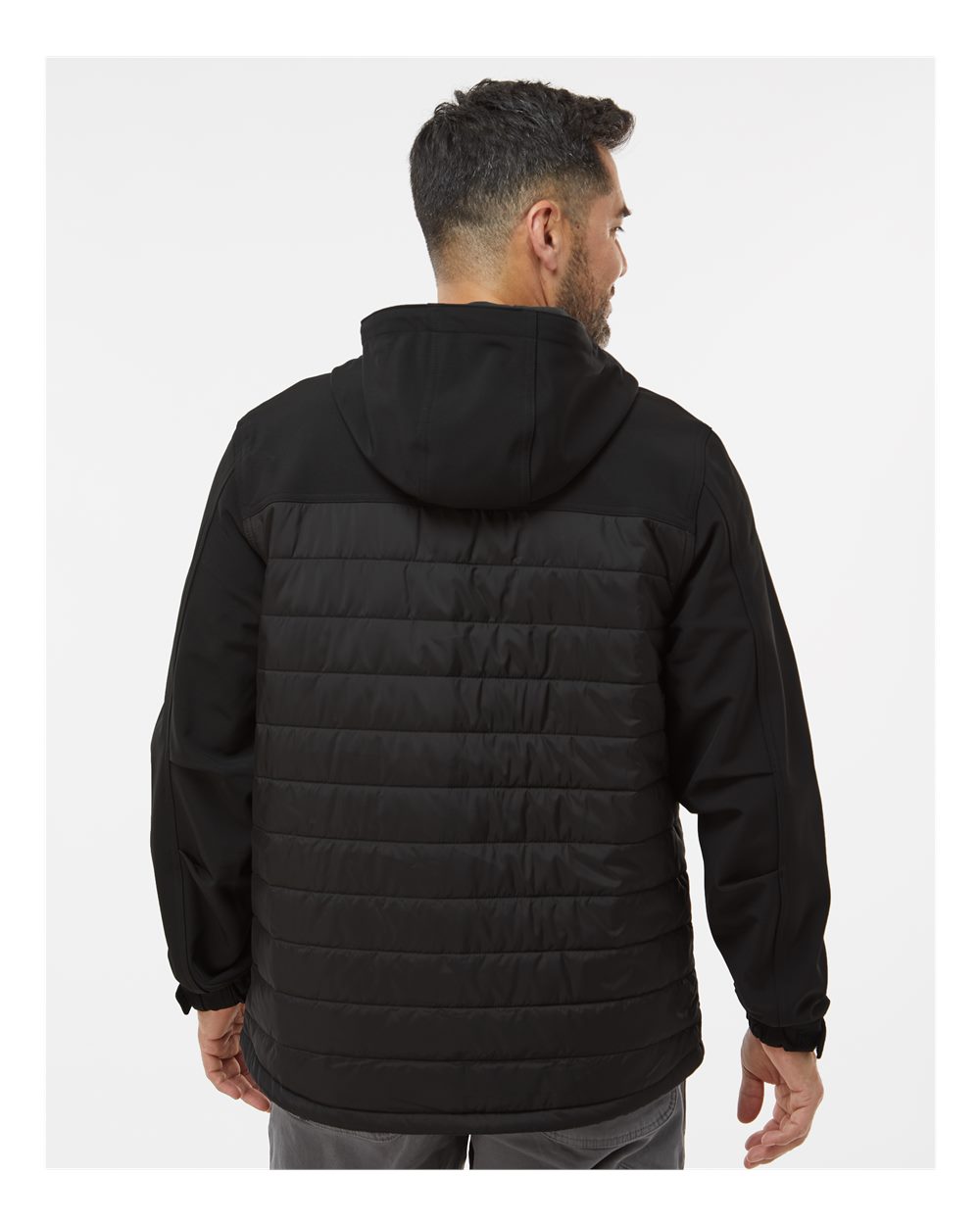 Men's Pinnacle Soft Shell Puffer Jacket - OnModelBack - B02167503 - Black