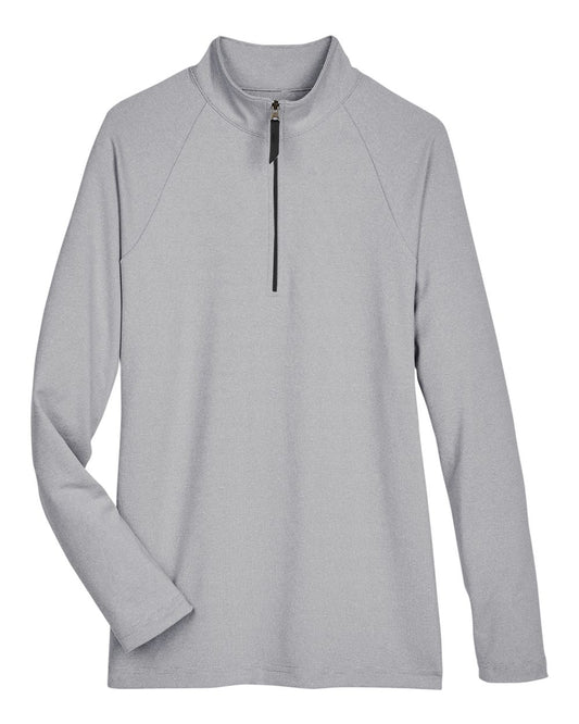 Women's CrownLux Performance® Clubhouse Micro-Stripe Quarter-Zip Pullover - Front - B663B2502 - Black