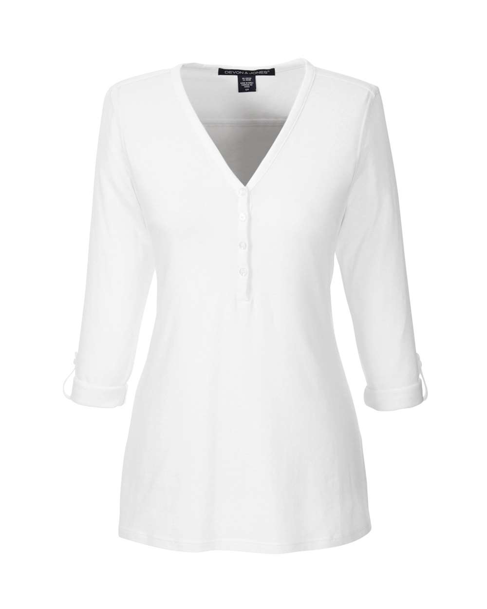 Women's Perfect Fit™ Y-Placket Convertible Sleeve Knit Top - Front - B723B2002 - White