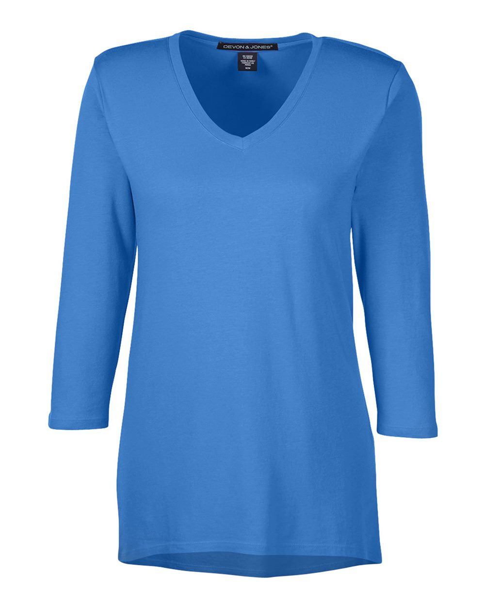 Women's Perfect Fit™ Bracelet-Length V-Neck Top - Front - B722B2252 - French Blue