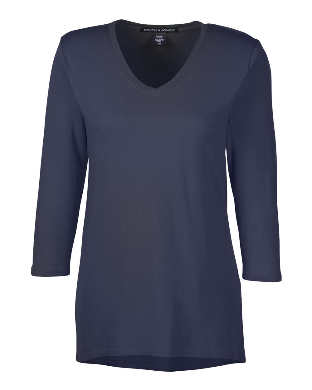 Women's Perfect Fit™ Bracelet-Length V-Neck Top - Front - B722B2652 - Navy