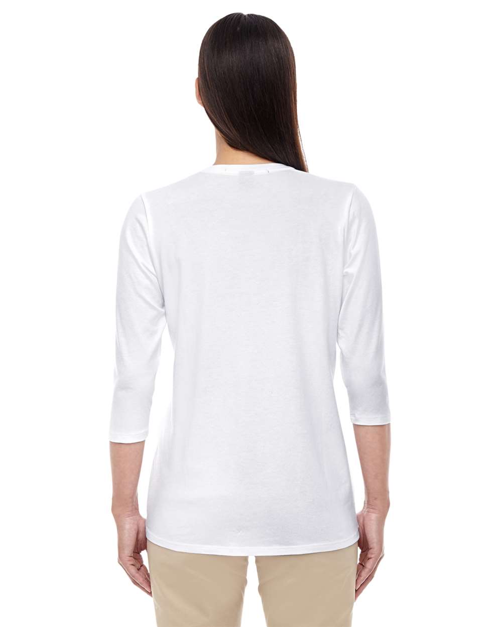 Women's Perfect Fit™ Bracelet-Length V-Neck Top - OnModelBack - B722B2002 - White