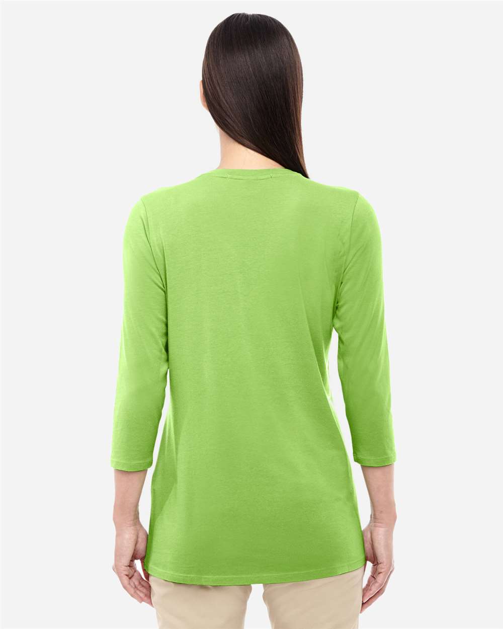 Women's Perfect Fit™ Bracelet-Length V-Neck Top - OnModelBack - B722B2222 - Lime