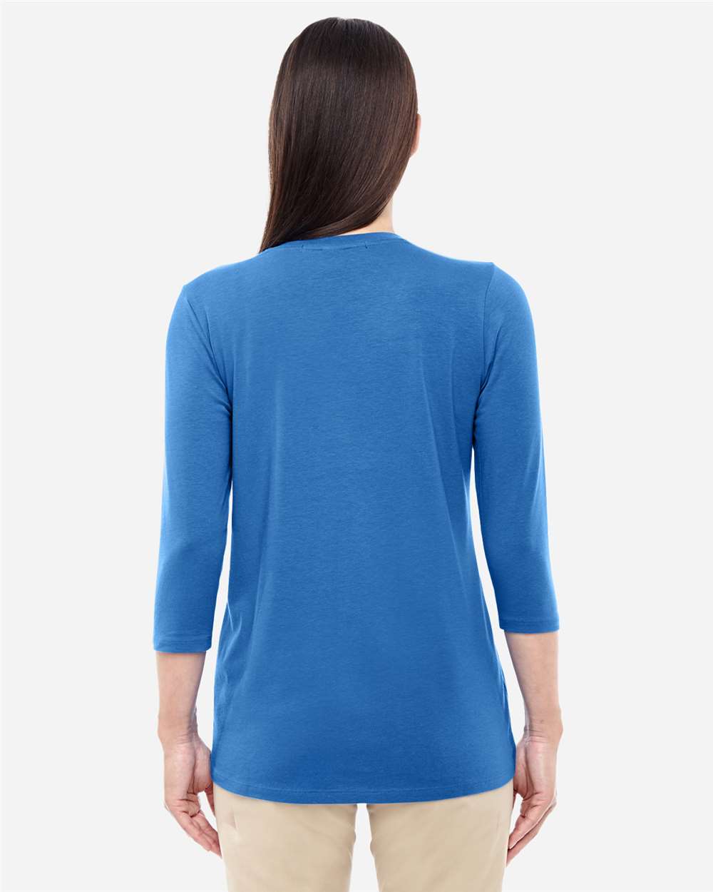 Women's Perfect Fit™ Bracelet-Length V-Neck Top - OnModelBack - B722B2252 - French Blue