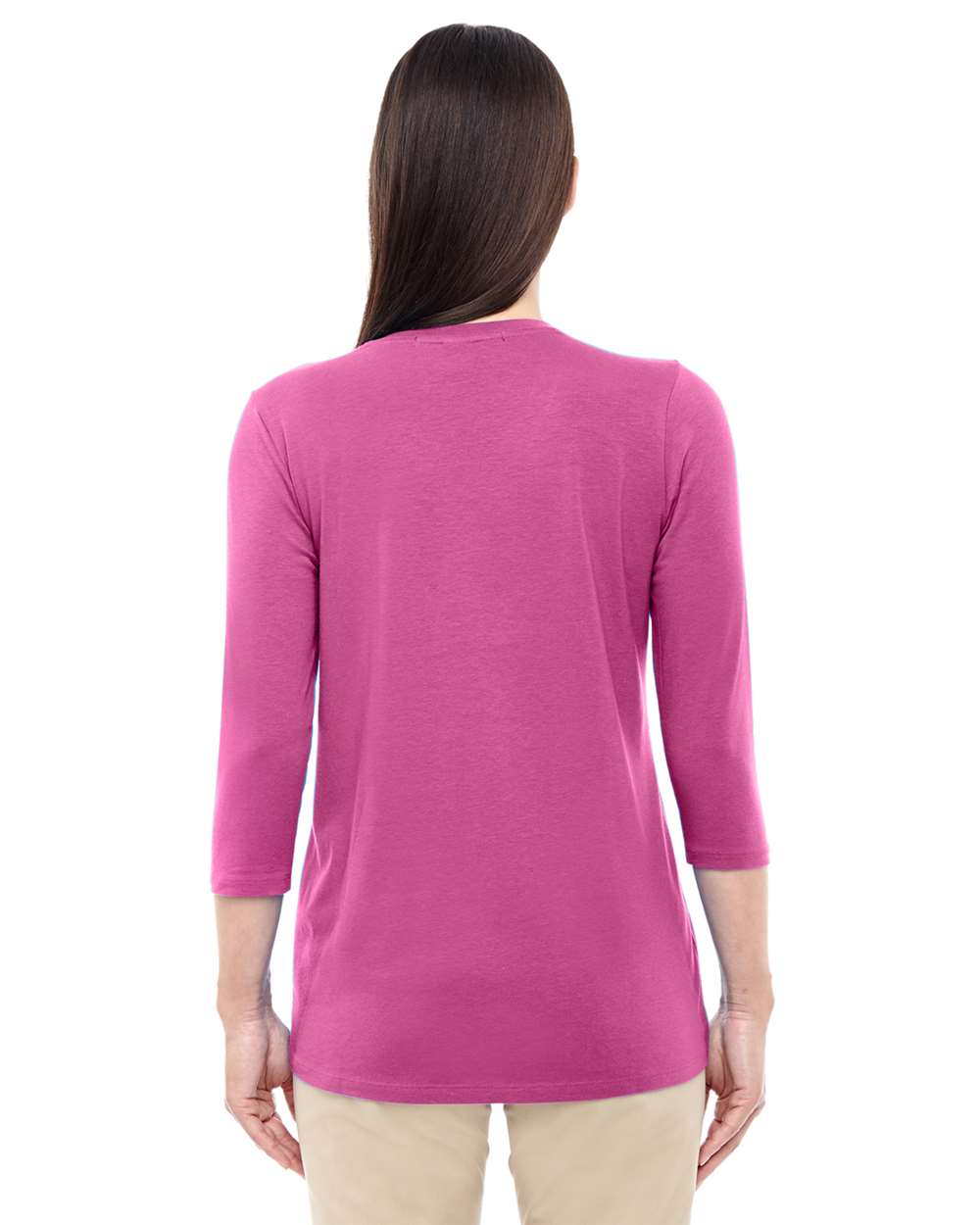 Women's Perfect Fit™ Bracelet-Length V-Neck Top - OnModelBack - B722B2302 - Charity Pink
