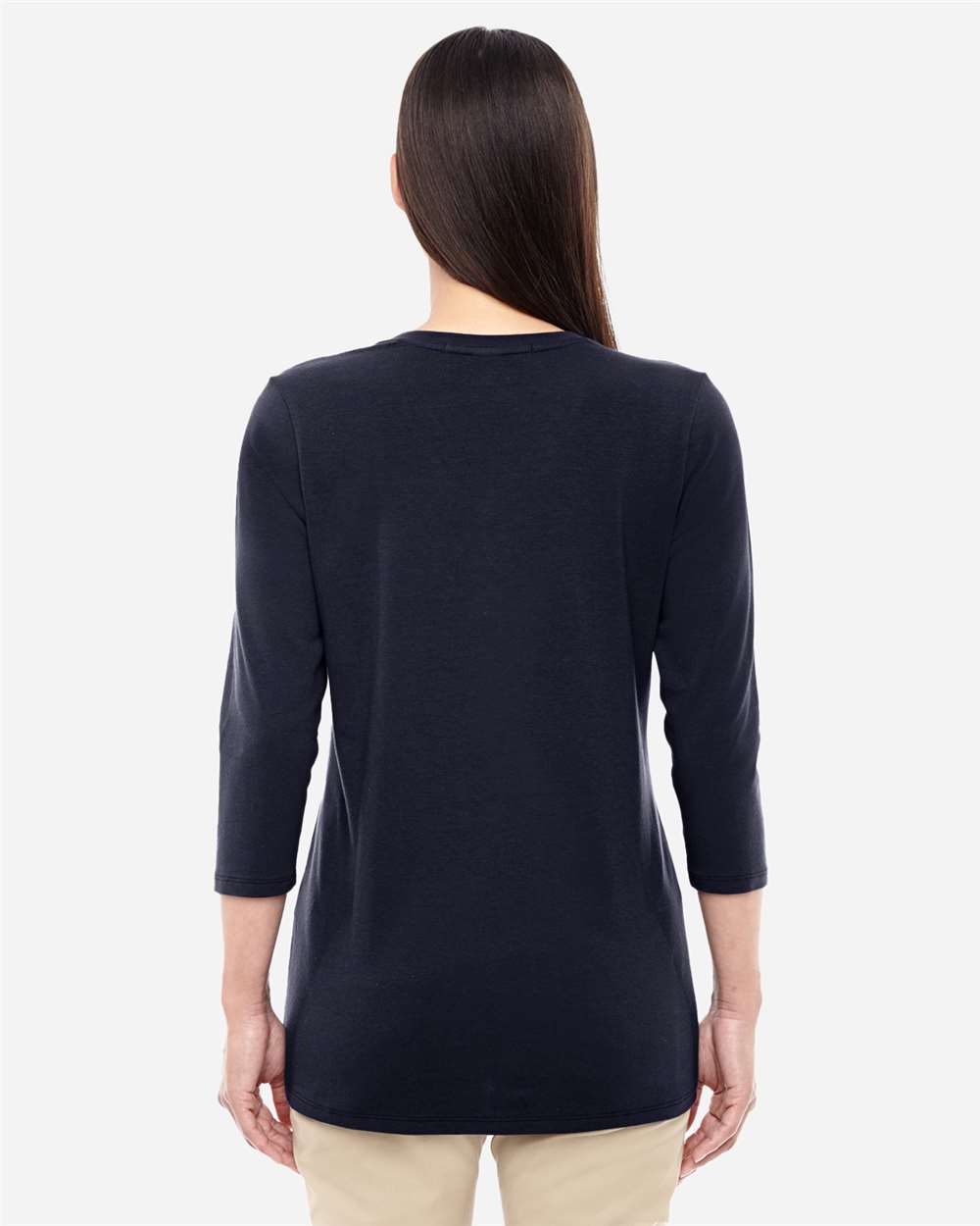 Women's Perfect Fit™ Bracelet-Length V-Neck Top - OnModelBack - B722B2502 - Black