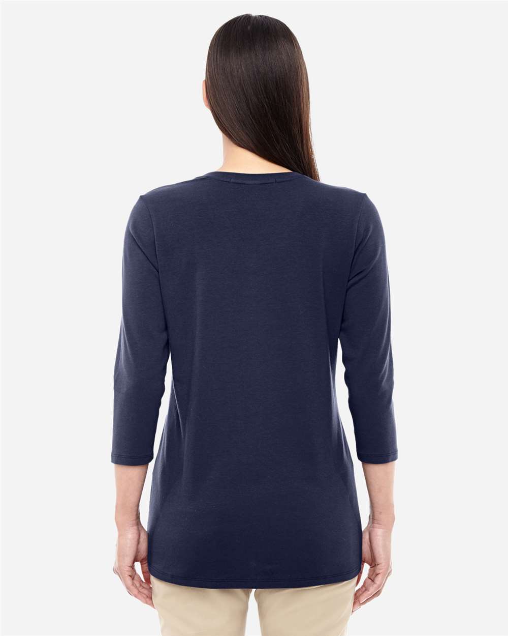 Women's Perfect Fit™ Bracelet-Length V-Neck Top - OnModelBack - B722B2652 - Navy