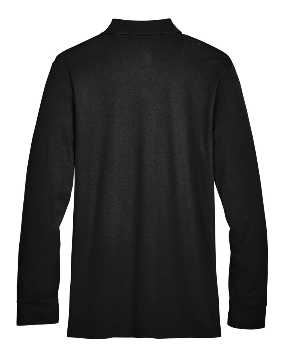 Men's CrownLux Performance® Plaited Long Sleeve Polo - Back - B635B2502 - Black
