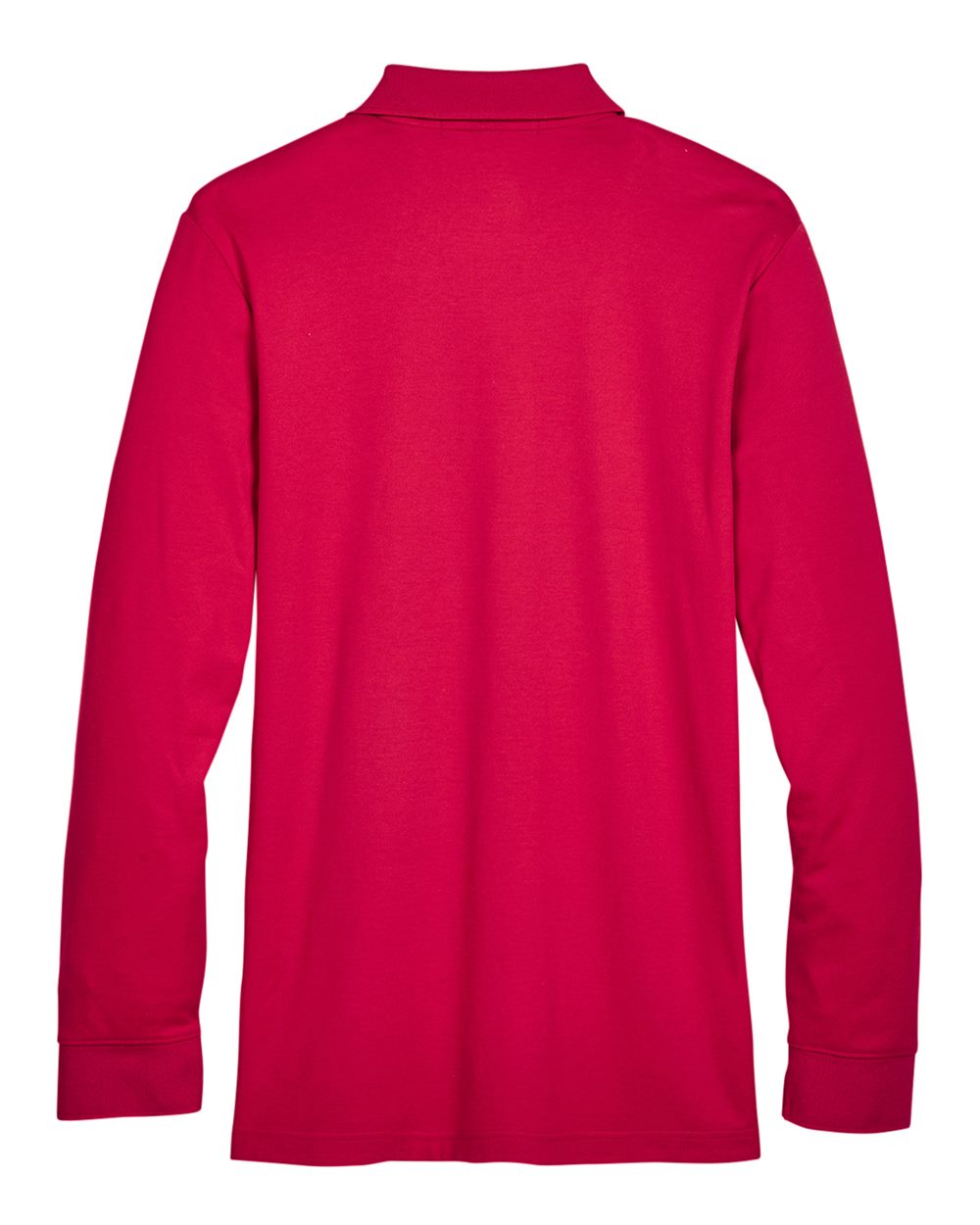Men's CrownLux Performance® Plaited Long Sleeve Polo - Back - B635B2702 - Red