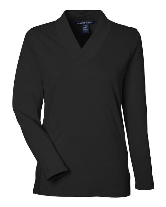 Women's Raleigh Shawl Collar Knit Top - Front - B717B2502 - Black