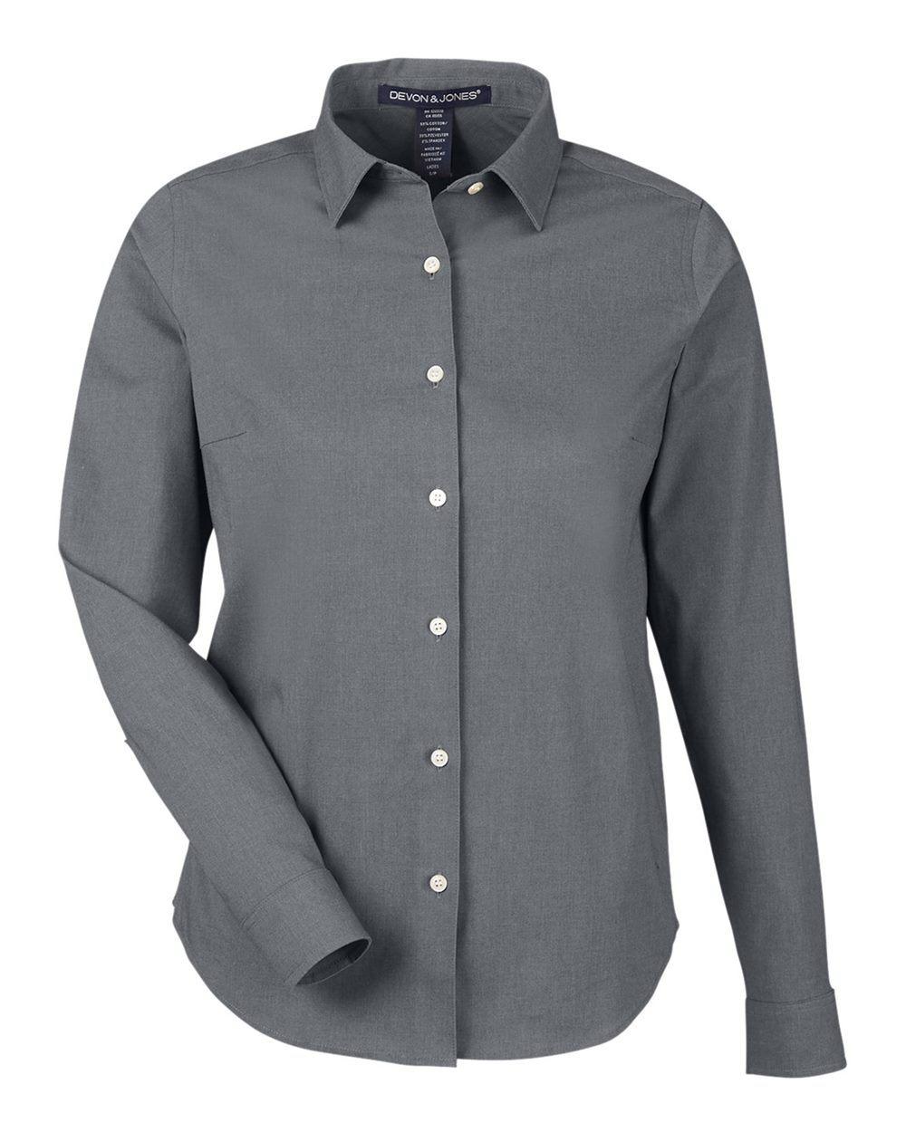 Women's CrownLux Performance® Spencer Poplin Dress Shirt - Front - B670B2132 - Graphite Melange