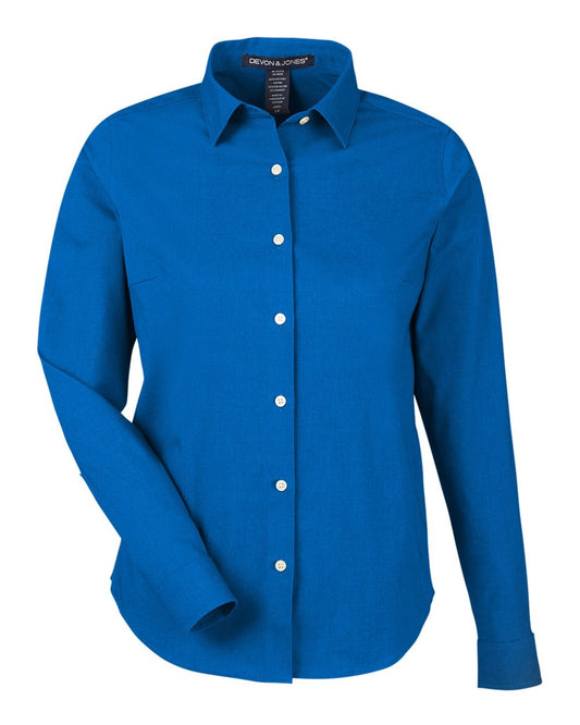 Women's CrownLux Performance® Spencer Poplin Dress Shirt - Front - B670B2252 - French Blue Melange