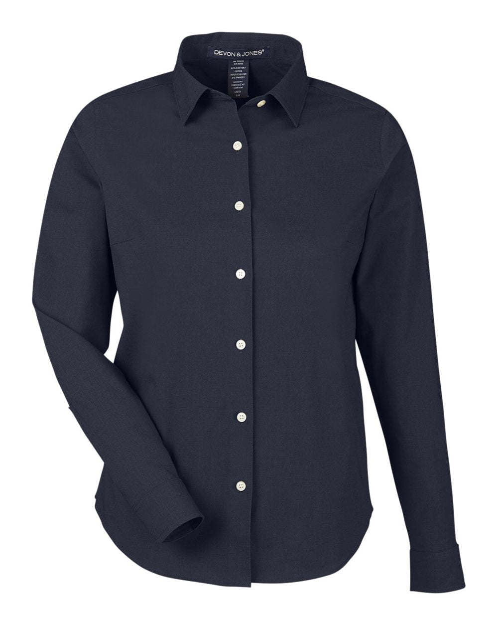 Women's CrownLux Performance® Spencer Poplin Dress Shirt - Front - B670B2652 - Navy Melange