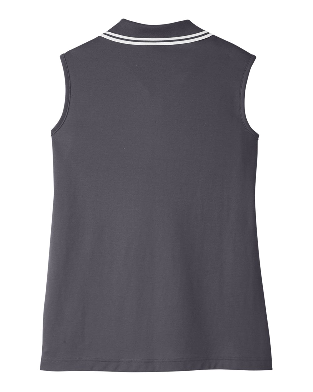 Women's CrownLux Performance® Plaited Tipped Sleeveless Polo - Back - B638B2132 - Graphite/ White