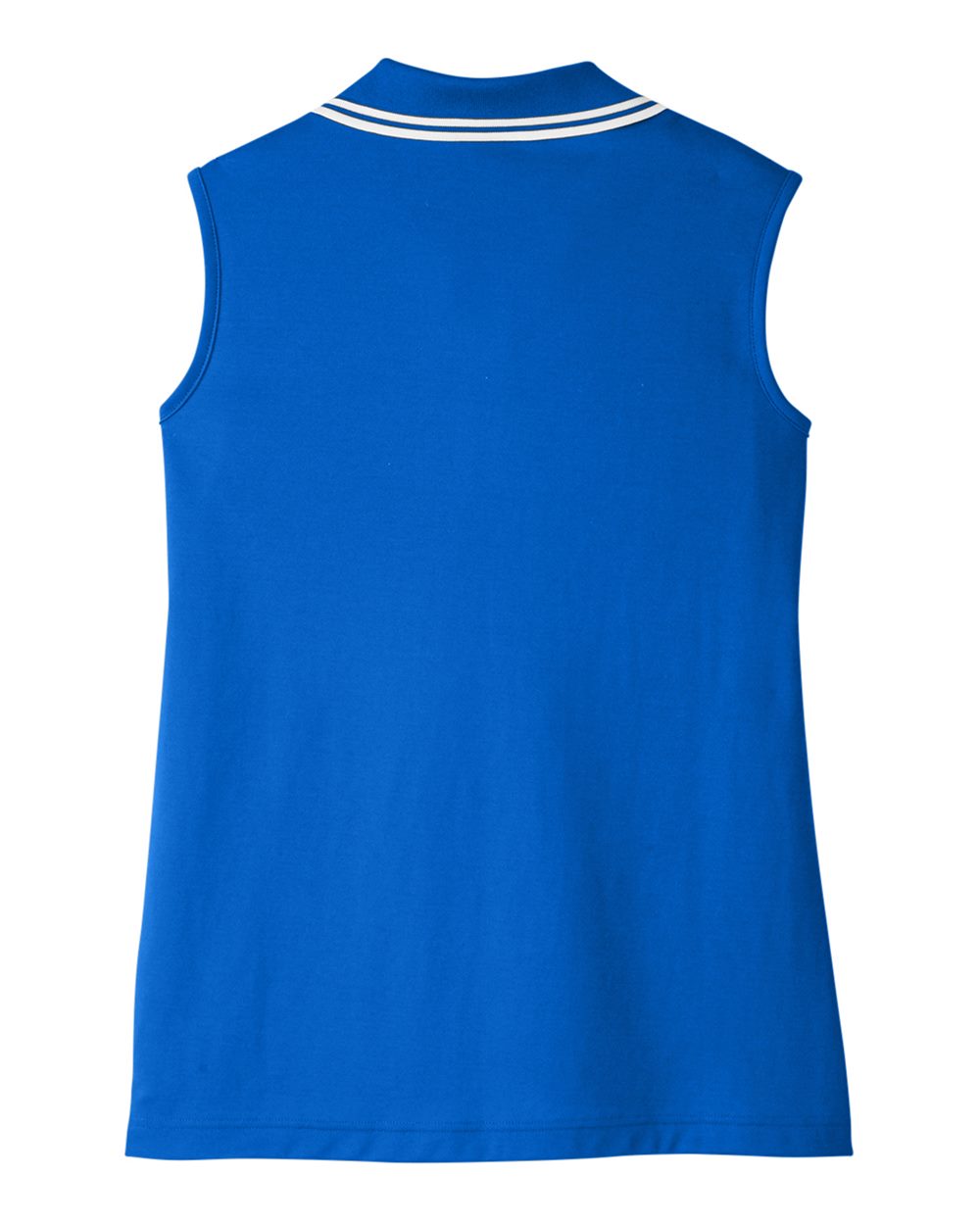 Women's CrownLux Performance® Plaited Tipped Sleeveless Polo - Back - B638B2252 - French Blue/ White