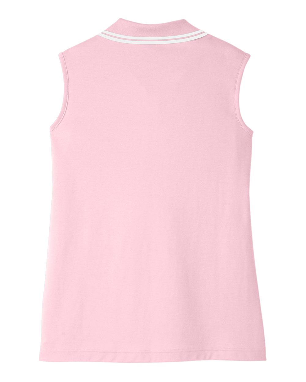 Women's CrownLux Performance® Plaited Tipped Sleeveless Polo - Back - B638B2302 - Pink/ White
