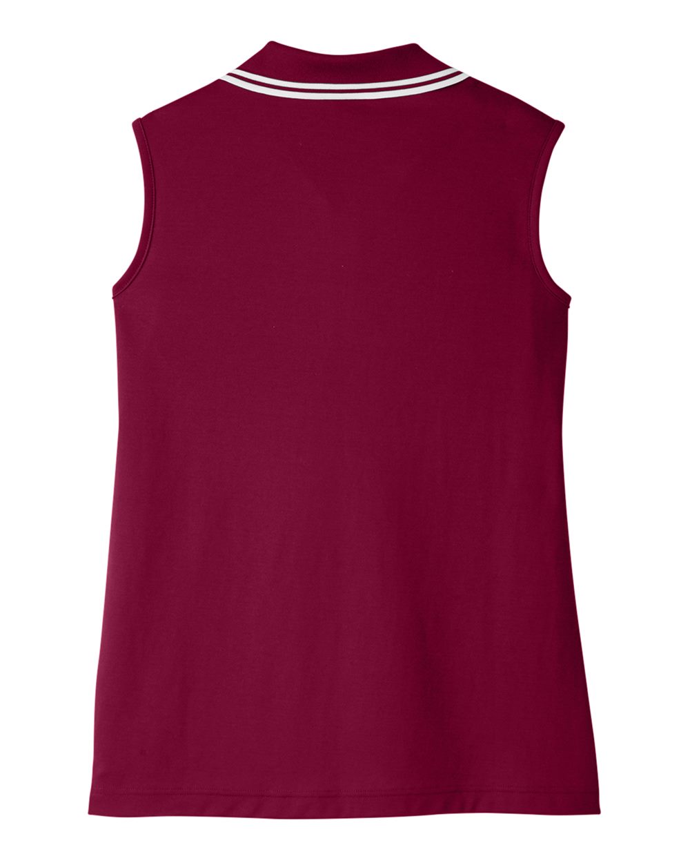 Women's CrownLux Performance® Plaited Tipped Sleeveless Polo - Back - B638B2322 - Burgundy/ White