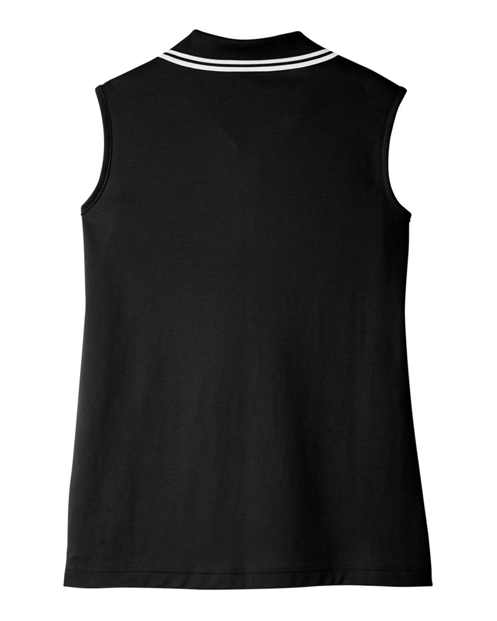 Women's CrownLux Performance® Plaited Tipped Sleeveless Polo - Back - B638B2502 - Black/ White