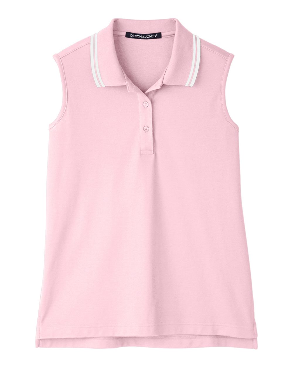 Women's CrownLux Performance® Plaited Tipped Sleeveless Polo - Front - B638B2302 - Pink/ White