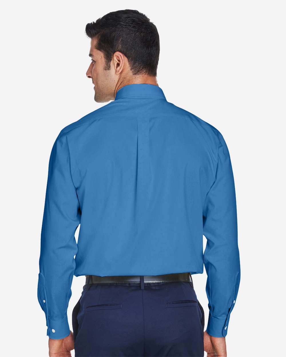 Men's Crown Collection® Oxford Woven Dress Shirt - OnModelBack - B602B2103 - French Blue