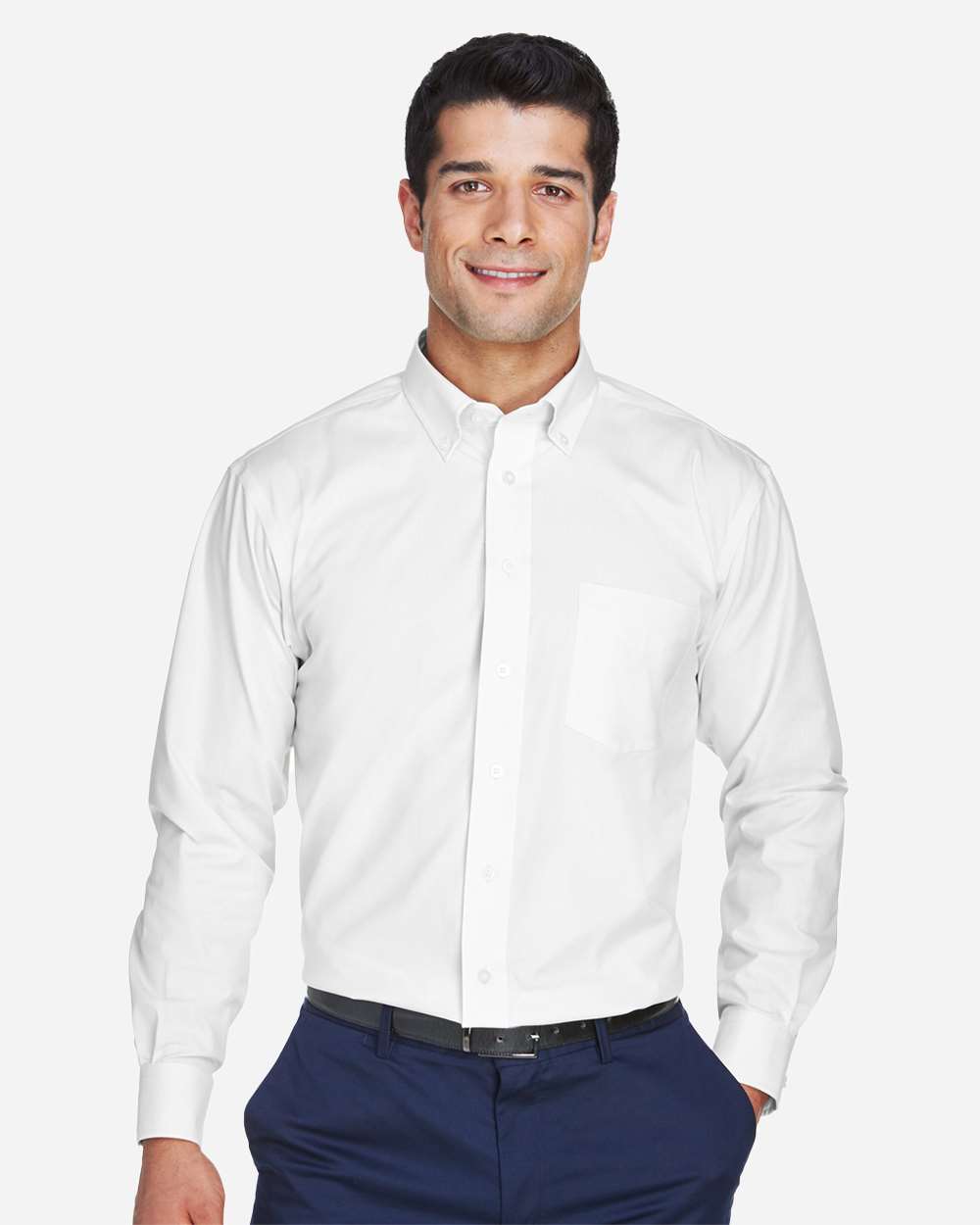 Men's Crown Collection® Oxford Woven Dress Shirt - OnModelFront - B602B2003 - White