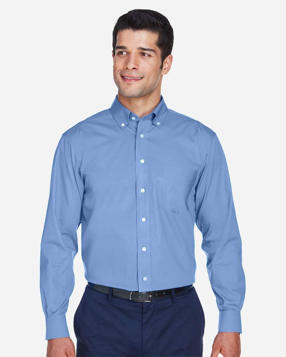 Men's Crown Collection® Oxford Woven Dress Shirt - OnModelFront - B602B2113 - Light Blue