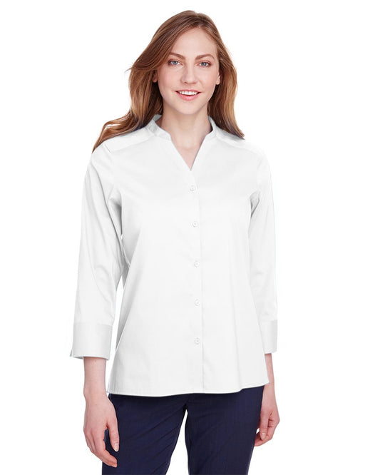 Women's Crown Collection® Stretch Broadcloth Three-Quarter Sleeve Blouse - styleImage