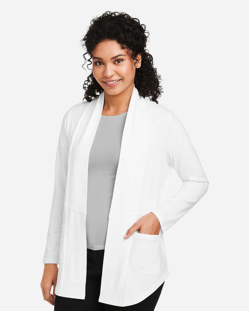 Women's Raleigh Stretch Cardigan - OnModelSide - B719B2002 - White