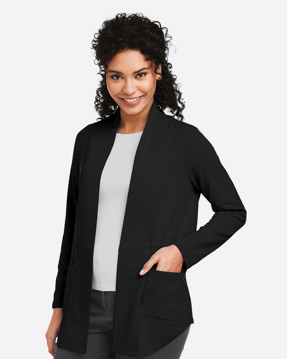 Women's Raleigh Stretch Cardigan - OnModelSide - B719B2502 - Black