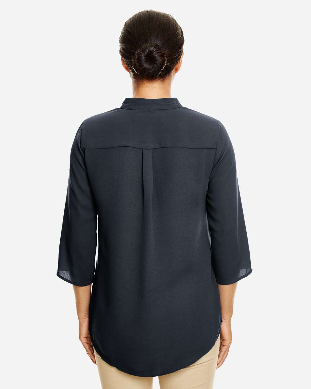 Women's Perfect Fit™  Three-Quarter Sleeve Crepe Tunic - OnModelBack - B729B2502 - Black