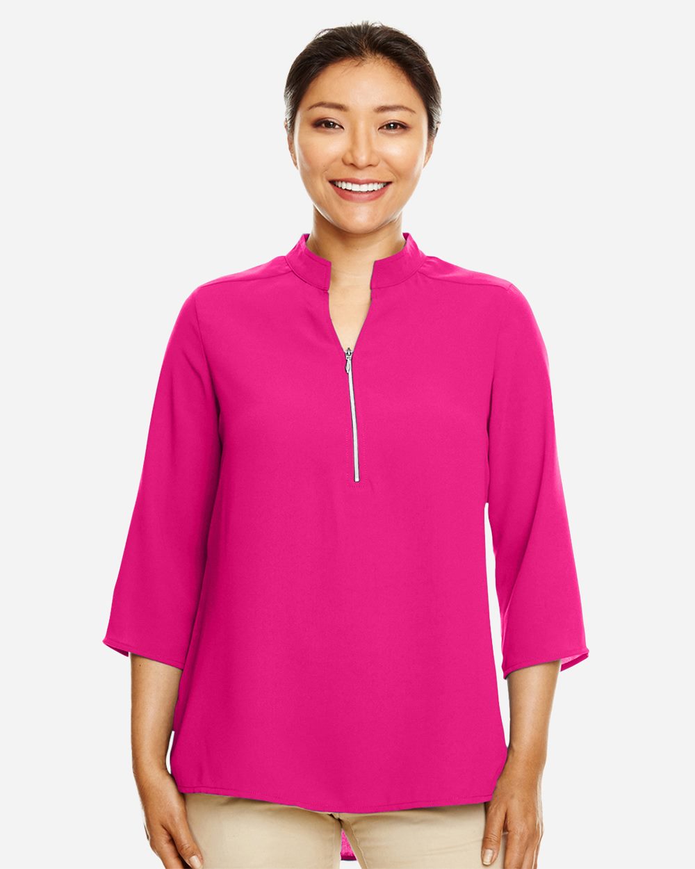 Women's Perfect Fit™  Three-Quarter Sleeve Crepe Tunic - styleImage