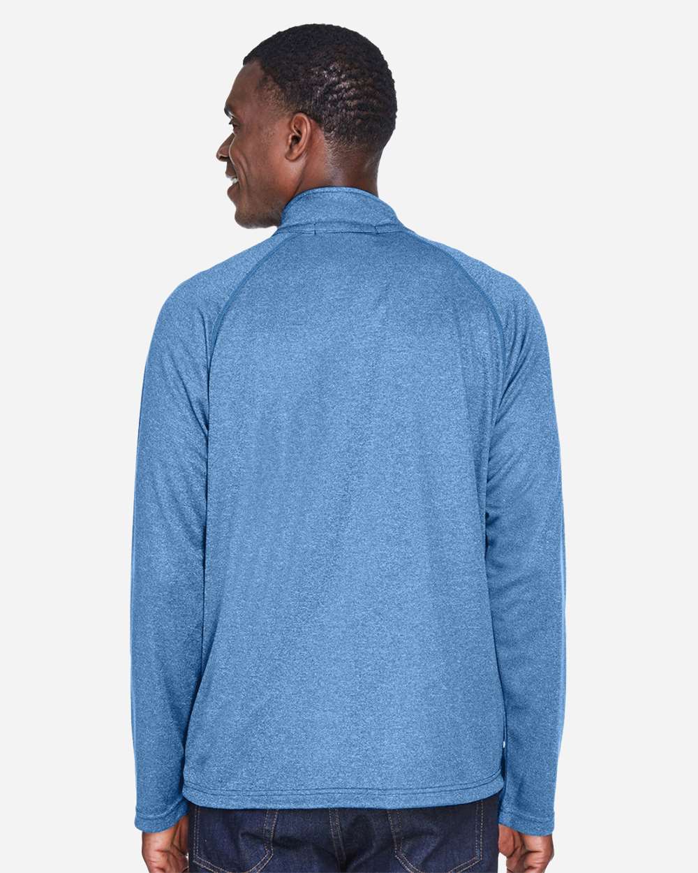 Men's Stretch Tech-Shell® Compass Quarter-Zip Pullover - OnModelBack - B656B2259 - French Blue Heather