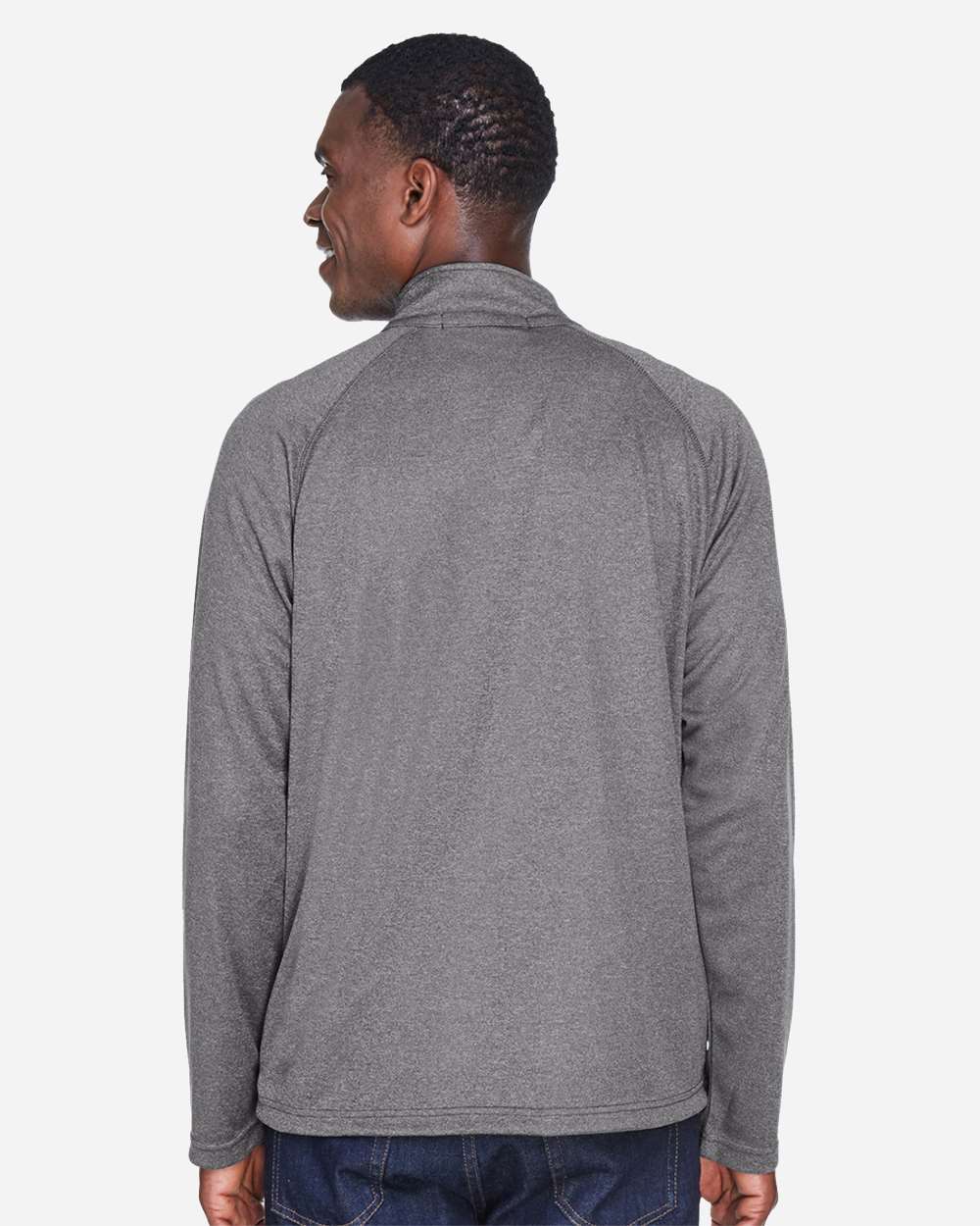 Men's Stretch Tech-Shell® Compass Quarter-Zip Pullover - OnModelBack - B656B2353 - Dark Grey Heather