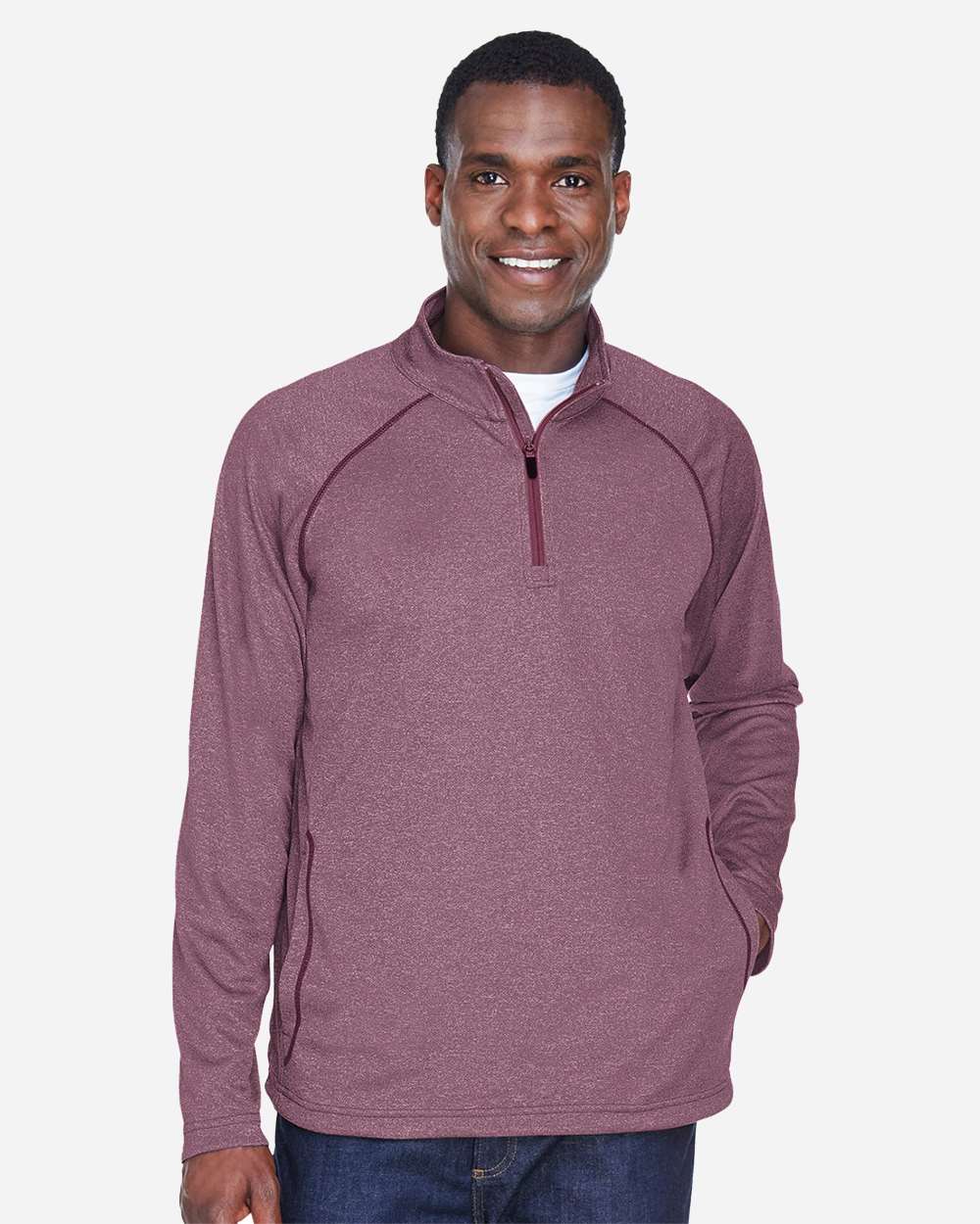 Men's Stretch Tech-Shell® Compass Quarter-Zip Pullover - OnModelFront - B656B2123 - Burgundy Heather